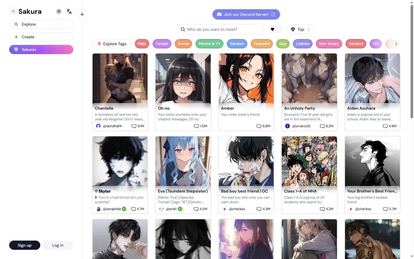 Sakura AI character catalog