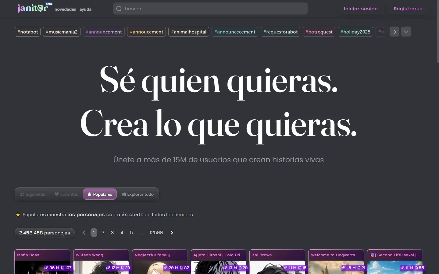 Catálogo de personajes de Janitor AI en español