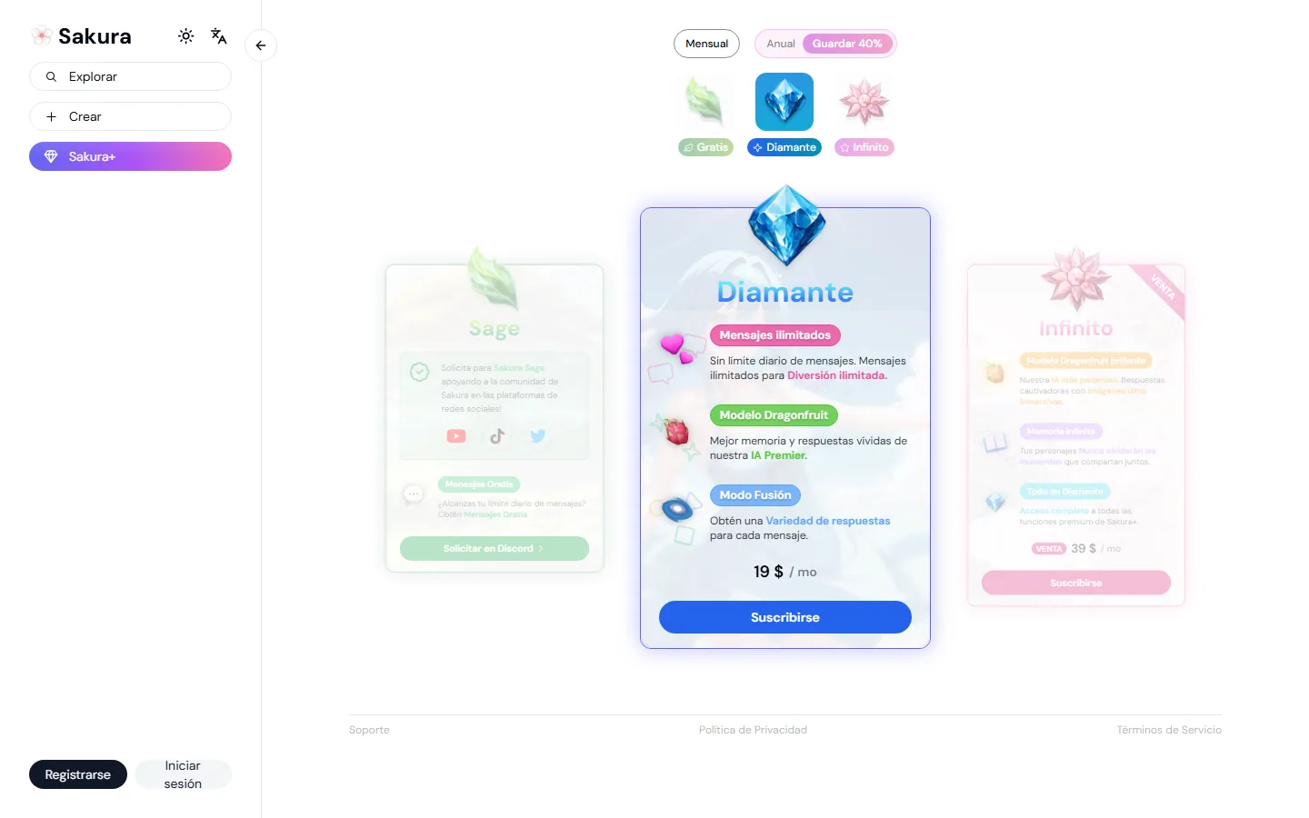 Planes Free, Diamond e Infinite de Sakura AI